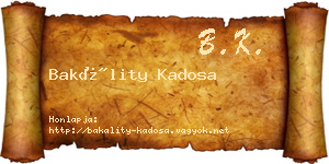 Bakálity Kadosa névjegykártya